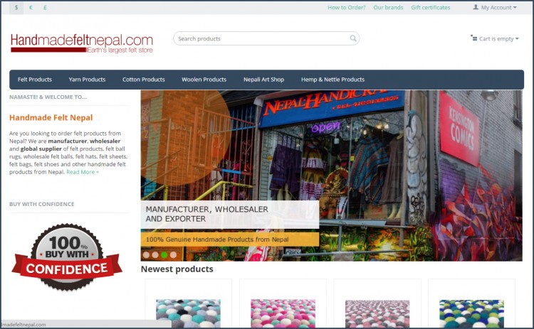 Handmade Felt Nepal – eCommerce Online Shop Design